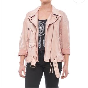 Free People Oversized Denim Moto Jacket Size S